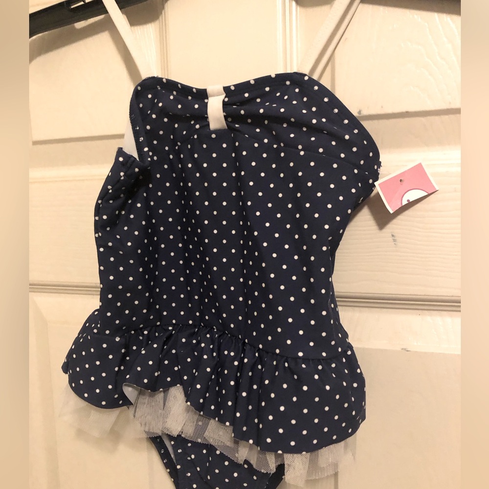 Circo: Target brand cute girls bathing suit. Blue with white polka dots. NWT